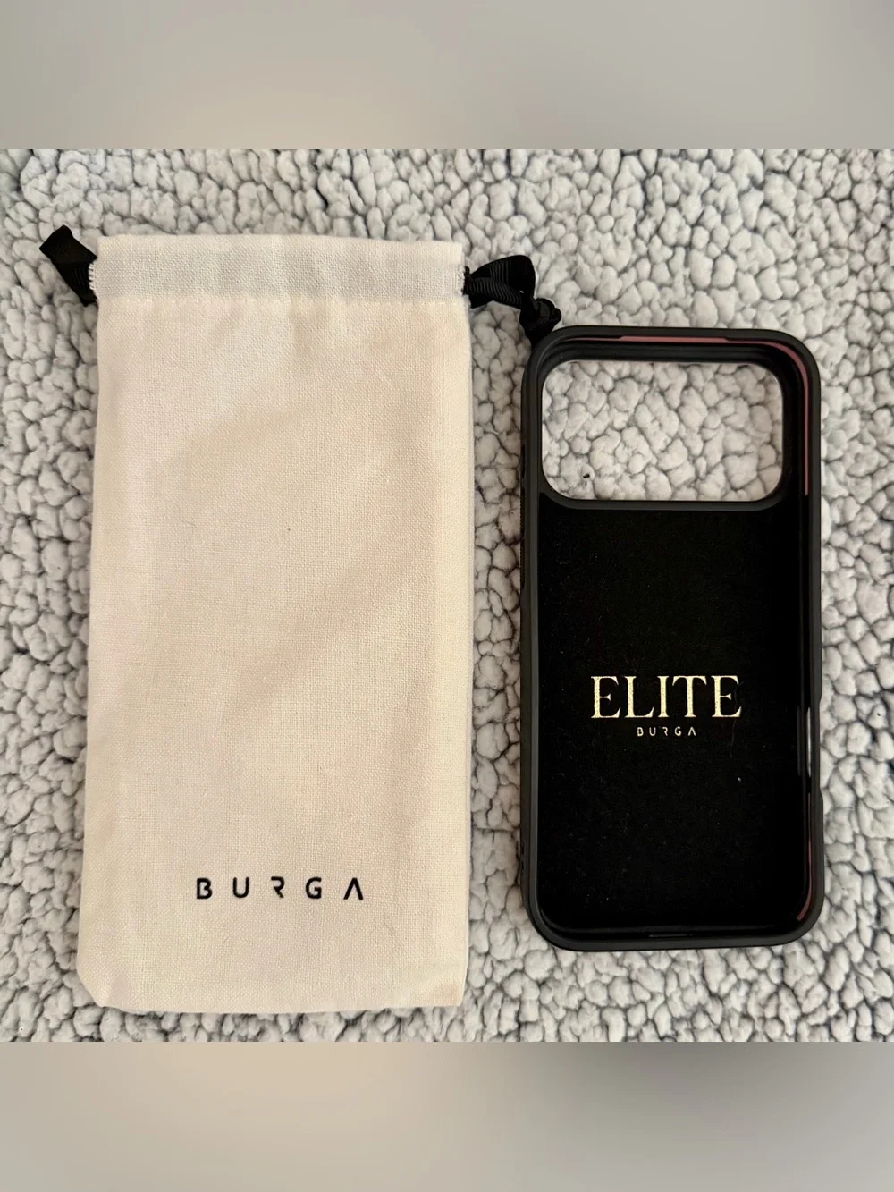 BURGA Cable Knit Beige iPhone 17 Pro Case with Gold Trim